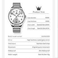 Olevs Stainless Steel Analog Wrist Watch For Men -Royal Blue And Silver image