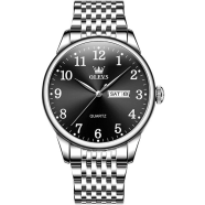 Olevs Stainless Steel Analog Wrist Watch For Men -Royal Blue And Silver image