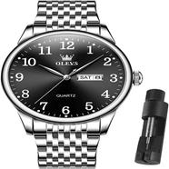 Olevs Stainless Steel Analog Wrist Watch For Men -RoyalBlue and Silver image