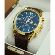 Olives Fashionable Premium Artificial Leather Bell Date Analog Dial Wrist Watch for Men image