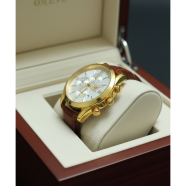 Olives Fashionable Premium Artificial Leather Bell Date Analog Dial Wrist Watch for Men image