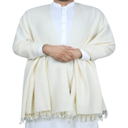 One Colour Woolen Shawl Or Chador For Men and Women - White image