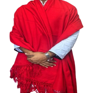 One Colour Woolen Shawl Or Chador For Men and Women - Red image