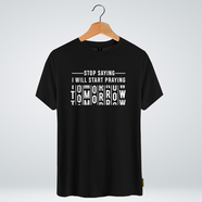 One Ummah BD 'Stop saying I'll start pray tomorrow' Design Classic Round Neck Half Sleeve T-shirt for Men - CMTHC-CAD113 image