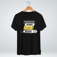 One Ummah BD 'Worries end when salah begins' Design Classic Round Neck Half Sleeve T-shirt for Men - (CMTHC-CAD57) image