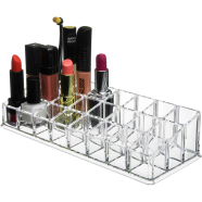 Organizador Acrylic Lipstick Organizer/Makeup Holder And Cosmetics Storage Display With 24 Compartments For Brushes, Bottles (Clear) image