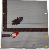 Original Kashmiri Pashmina Pure Wool Gents, Men Shawl in Medium Border - Ash image