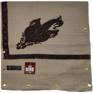 Original Kashmiri Pashmina Pure Wool Gents, Men Shawl in Wide Border - Khaki image