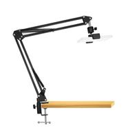 Overhead Video Stand Phone Holder Articulating Arm Phone Mount Table Top ChromLives Scissor Boom Arm Articulating Phone Stand Tablet Phone Holder for Streaming Phone Baking Crafting image