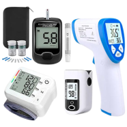 Oximetar and Thermometer and Blood Glucose Meters and Blood Pressure Monitor 4 in1 Health care Kits Home Office image