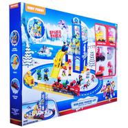 PAW Electric rail parking lot with car ,dogs , Children's play set parking playground with a road and a slide patrol train 6 Heroes image
