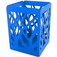 PH Metal PH Blue Intricate Cutout Square Pen Holder image