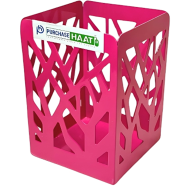 PH Metal PH Pink Intricate Cutout Square Pen Holder image