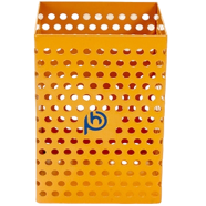 PH Metal Yellow-Orange Dotted Square Pen Holder image