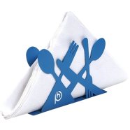 PH Spoon and Fork Shaped Steel Tissue Holder Blue image