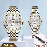 POEDAGAR 836 Couple Set 2 Pcs Luxury Quartz Watch for Men and Women image