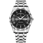 POEDAGAR 858 Stainless Steel Men's Luxury Week Date Luminous Quartz Watch For Men image