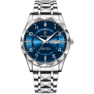 POEDAGAR 858 Stainless Steel Men's Luxury Week Date Luminous Quartz Watch For Men image