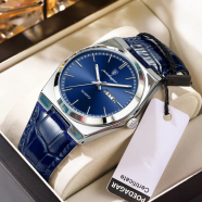 Poedagar 930l Men's Leather Quartz Watch - Water Resistant Business Luxury Fashion Wristwatch image