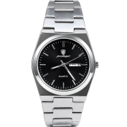 POEDAGAR 930 Business Luminous Analogue Date and Day Dial Stainless Steel Quartz Chain Watch for Man image
