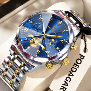 Poedagar 939 Men’s Quartz Chronograph Watch | Gold Blue image