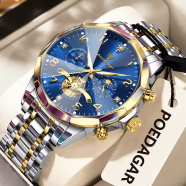Poedagar 939 Men’s Quartz Chronograph Watch | Gold Blue image