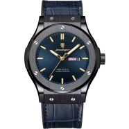 POEDAGAR 952 Blue Silicone Leather Luxury Men's Watch - Blue image