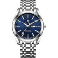 POEDAGAR 962 Stainless Steel Date Week Men's Quartz Watch - Toton Black Color image