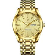 POEDAGAR 962 Stainless Steel Date Week Men's Quartz Watch - Toton Black Color image