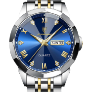 POEDAGAR Fashion Blue Quartz Watch for Men image