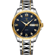 POEDAGAR Luxury Luminous Date Week Men's Stainless Steel Quartz Watch image