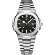 POEDAGAR Luxury Men's Watch Military Square Waterproof Wristwatch Luminous Date Quartz Stainless Steel Wristwatches image