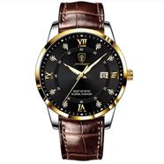 POEDAGAR Waterproof PU Leather Men's Watch image