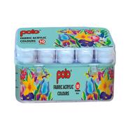 POLO FABRIC ACRYLIC COLOURS 15 ML x 10 col (Assorted ) (PLASTIC BOX)