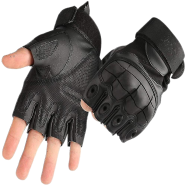 PU Leather Half Finger Hand Gloves For Bikers image