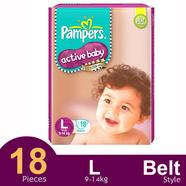 Pampers Active Belt System Baby Diapers (L size) (9-14 kg ) (18Pcs) image