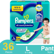 Pampers Jumbo Pants System Baby Diaper (L Size) (9-14 Kg) (36 Pcs) image