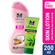 Parachute SkinPure Skin Lotion Natural White 200ml (Free SkinPure Aloe Vera Gel 50g) image