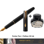 Parker Frontier Matte Black Fountain Pen Plus Quink Ink Bottle image