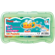 Pentel Large Stick Oil Pastel 12 Colors Set - Green Plastic CASE image