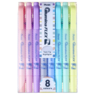 Pentel Twin Tip Illumina Flex Highlighter 8 Pastel Colors Set - SLW11P-8E