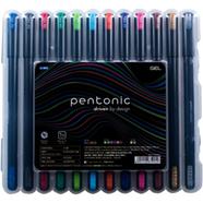 Pentonic Multicolor Gel Pen with Hard Box Case -0.6 mm-1.0 mm Black Body - 12 Pcs Set image
