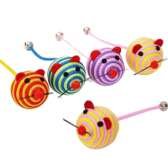 Pet Cat Toys Lovely Stripe Nylon Rope Round Ball Mouse Long 1Pcs (Any Color) image
