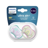 Philips Avent Ultra Air Pacifier 2Pcs - BPA-Free Dummy for Babies From 0-6 Months