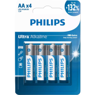 Philips LR6E4B/10 AA Ultra Alkaline Battery Bundle of 4 Pieces image