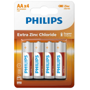 Philips R6L4B/70 AA Extra Zinc Chloride Battery Bundle of 4 Pcs image