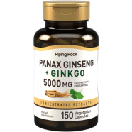 Piping Rock Panax Ginseng Plus Ginkgo 5000 mg – 150 Capsules image