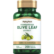 Piping Rock St and Ardized Olive Leaf Extract 30mg Oleuropein 200 Vegetarian Capsules - 840994146793 image