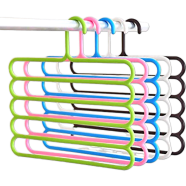 Plastic 5 Layers Trouser Hanger, Hijab Hanger For Cloth Hanging 3Pcs=Multicolor - Hanger image
