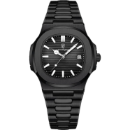 Poedagar 613 Luxury Stainless Steel Square Quartz Watch - Black image